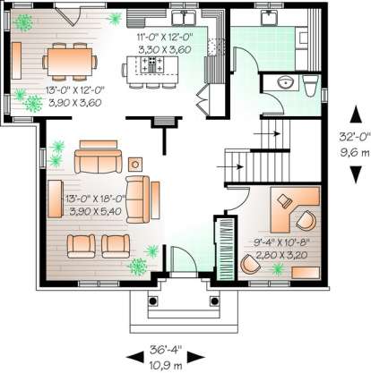 Floorplan 1 for House Plan #034-00807