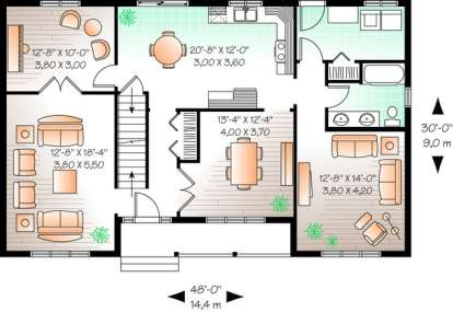Floorplan 1 for House Plan #034-00808