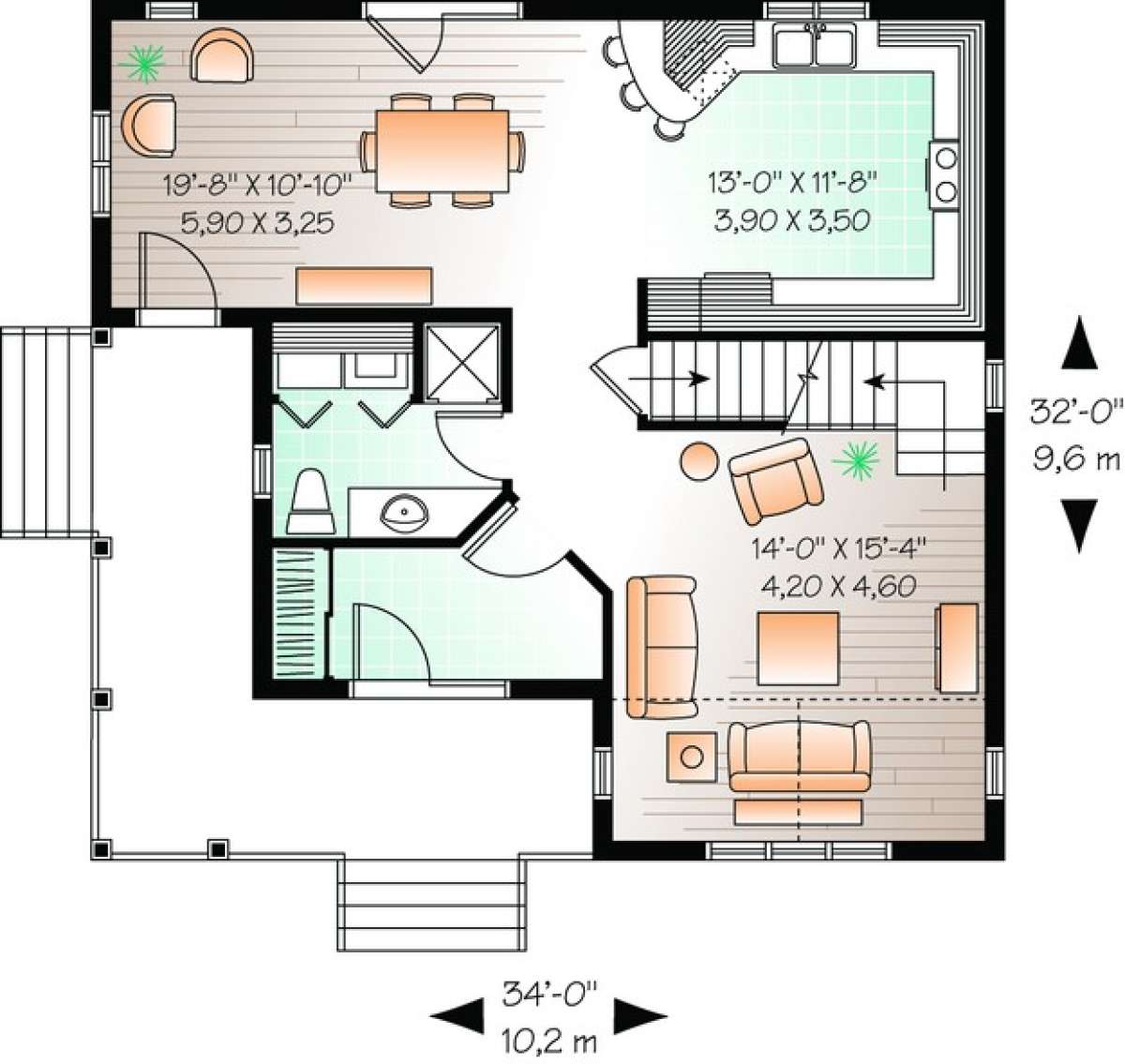 Floorplan 1 for House Plan #034-00809