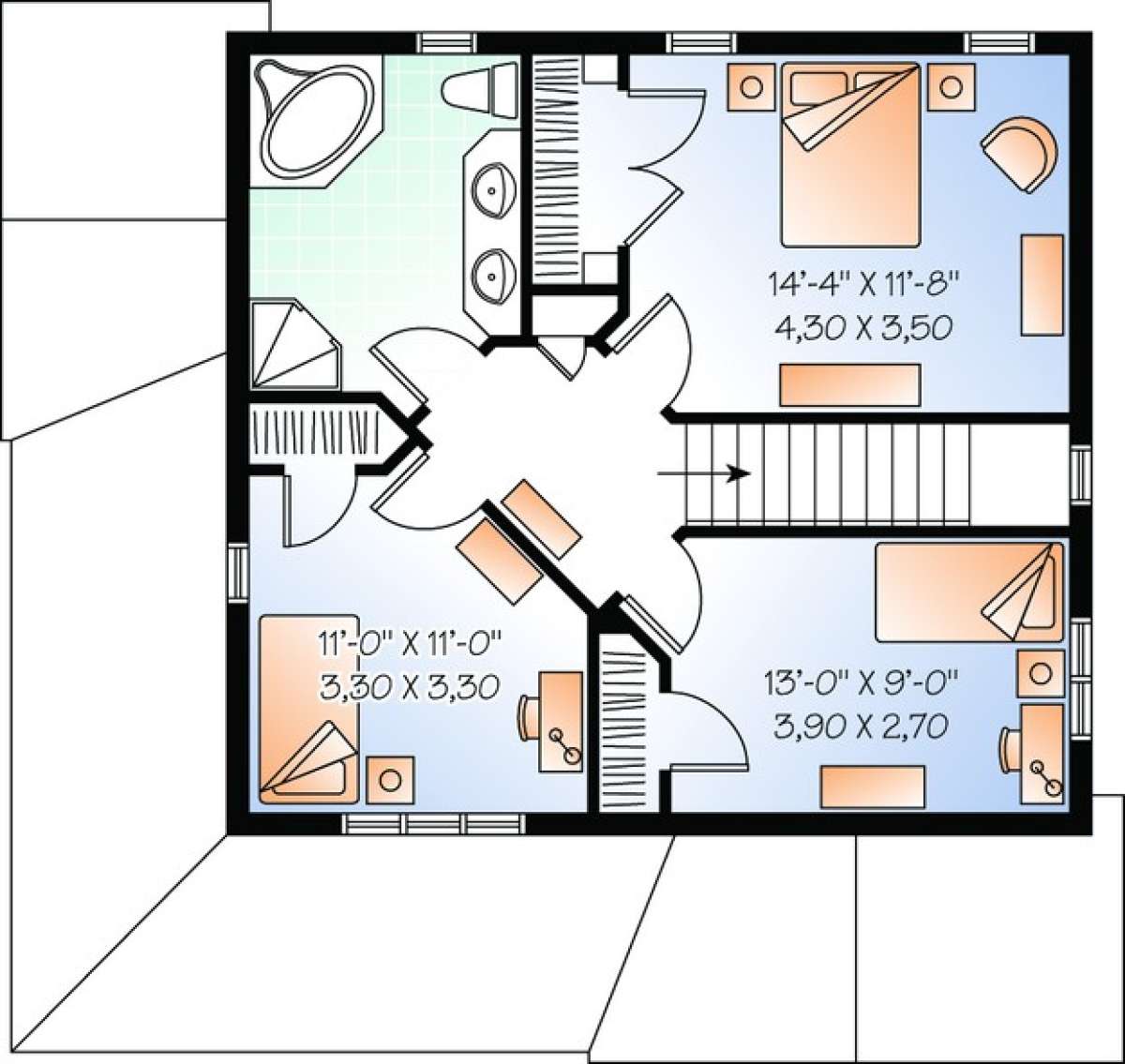 Floorplan 2 for House Plan #034-00809