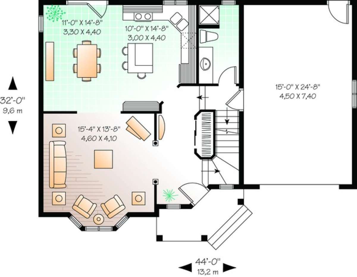 Floorplan 1 for House Plan #034-00828