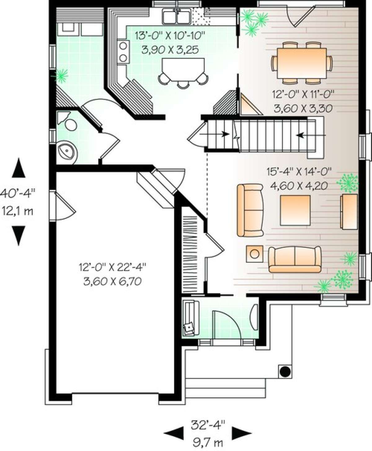 Floorplan 1 for House Plan #034-00842