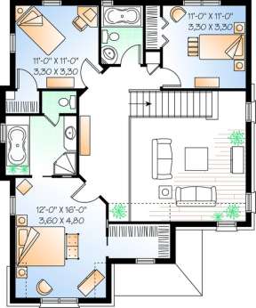 Floorplan 2 for House Plan #034-00842
