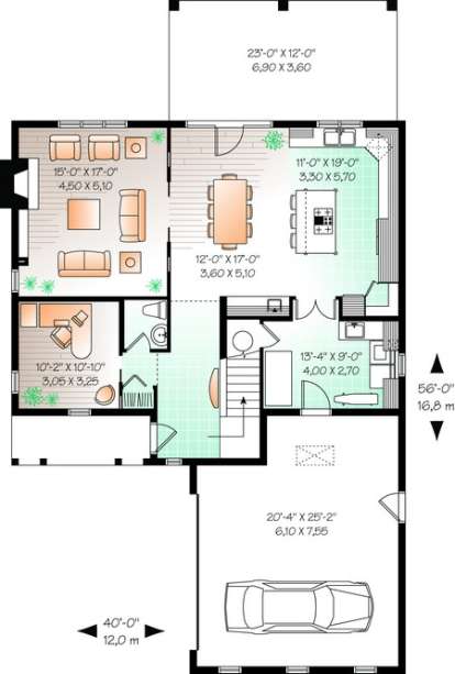 Floorplan 1 for House Plan #034-00844