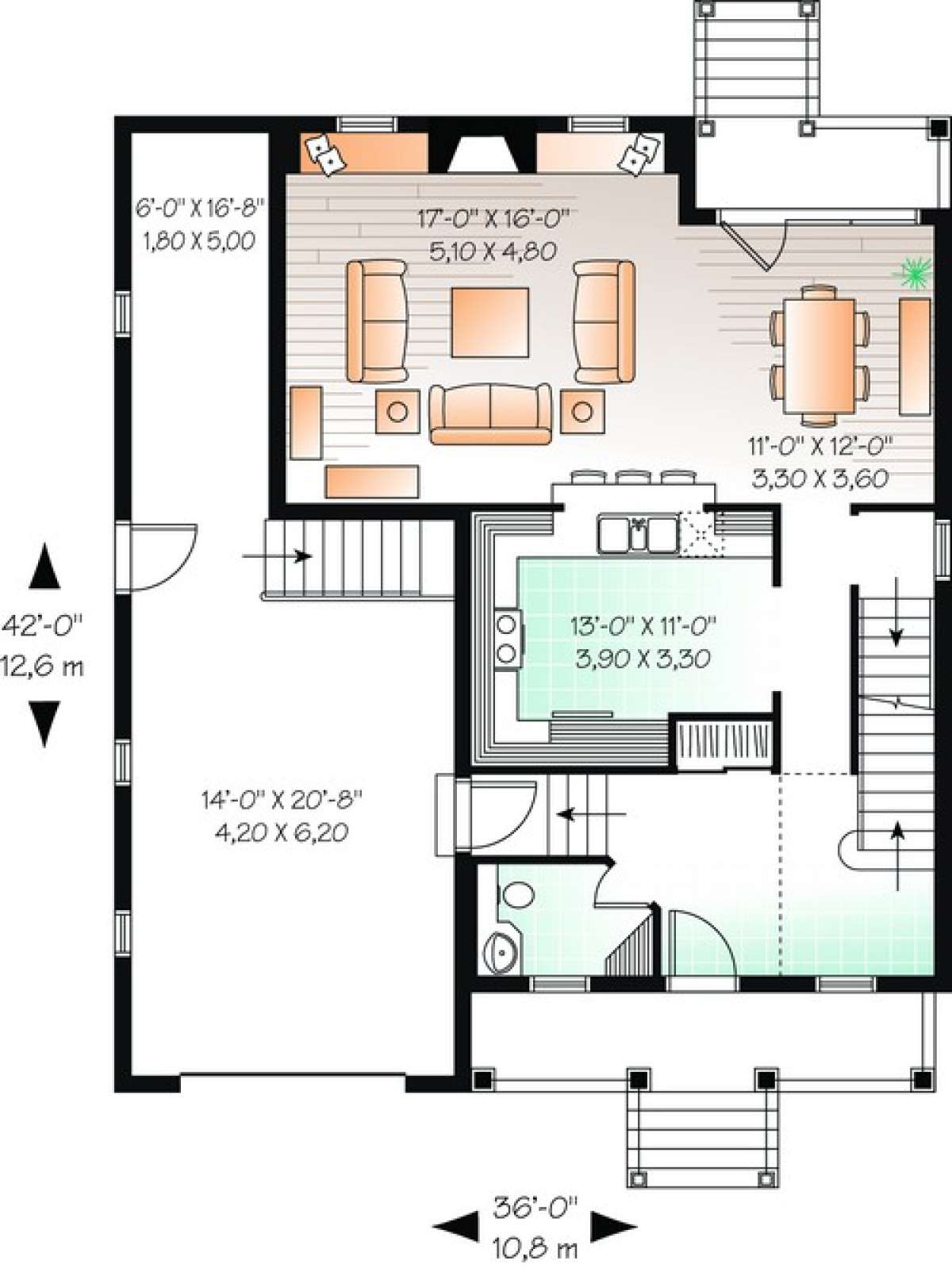 Floorplan 1 for House Plan #034-00853
