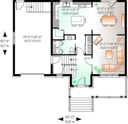 Floorplan 1 for House Plan #034-00858