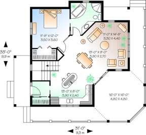 Floorplan 1 for House Plan #034-00864