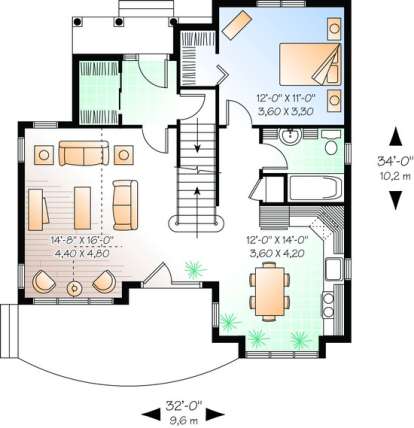 Floorplan 1 for House Plan #034-00871