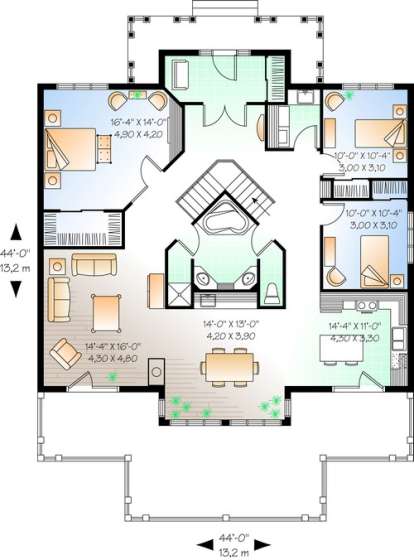 Floorplan 1 for House Plan #034-00874