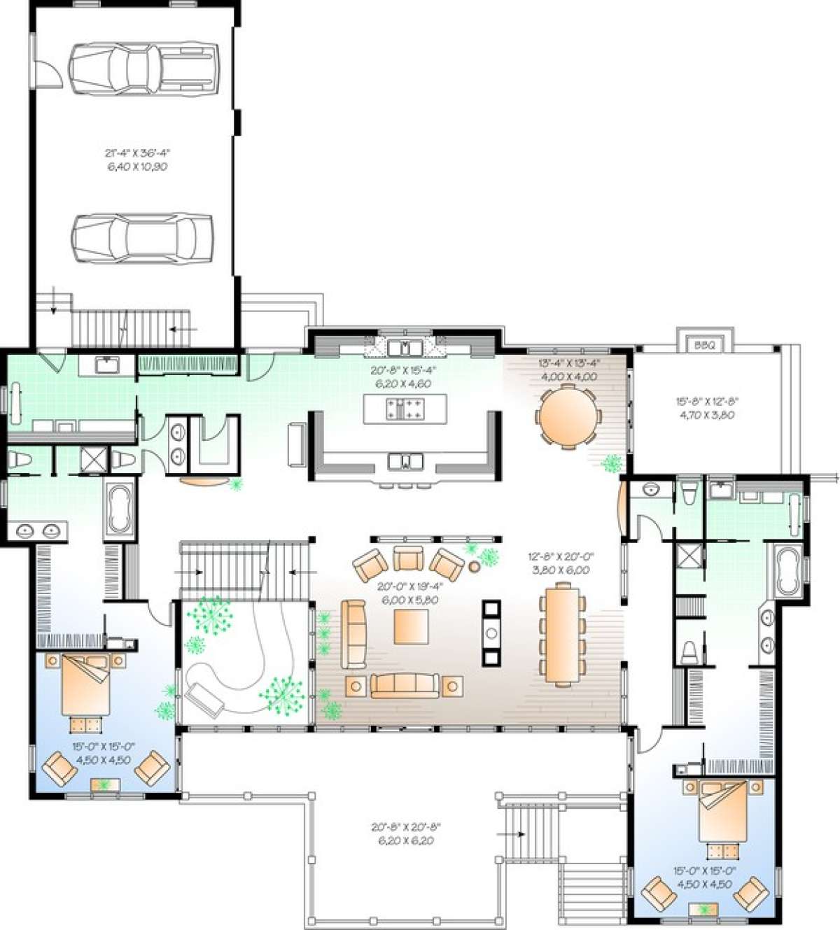 Floorplan 2 for House Plan #034-00875