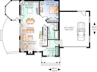 Floorplan 1 for House Plan #034-00880