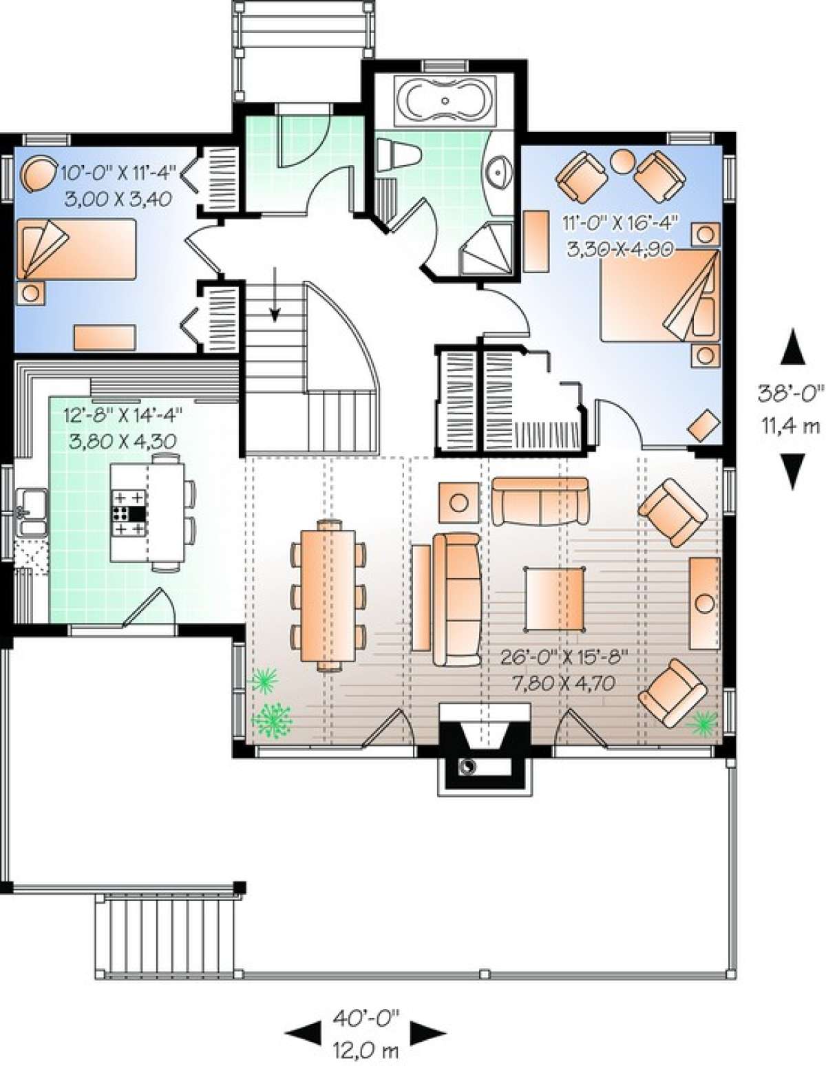 Floorplan 1 for House Plan #034-00881