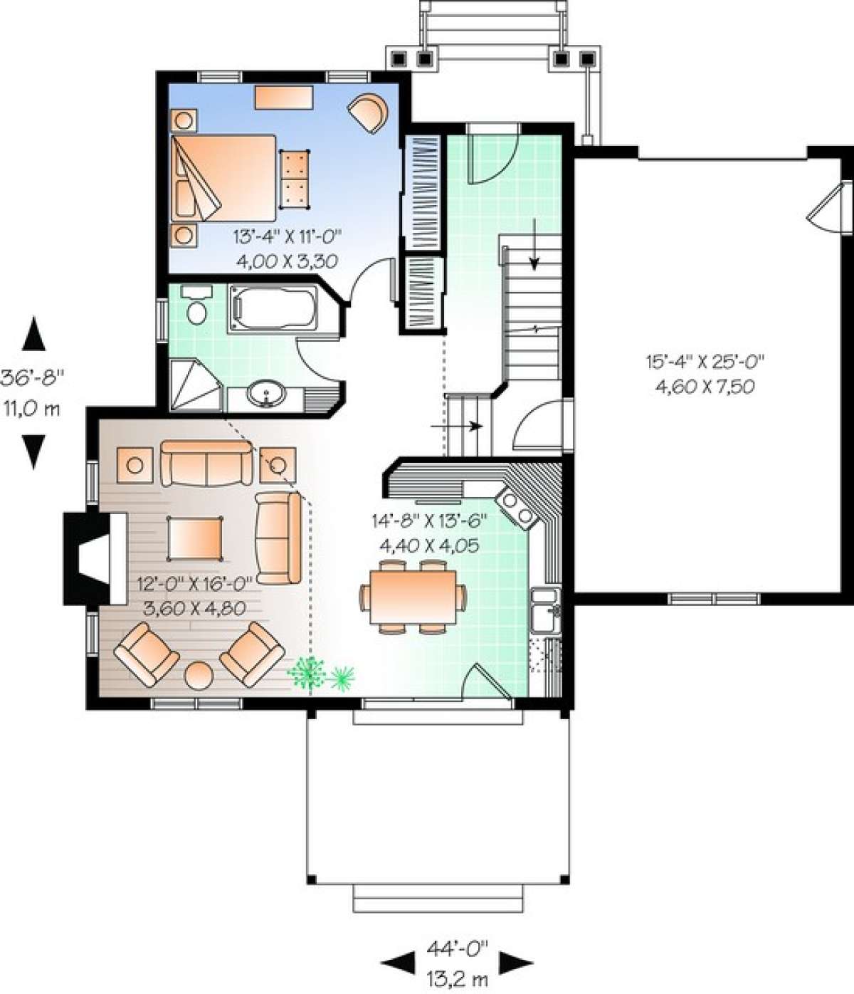 Floorplan 1 for House Plan #034-00884