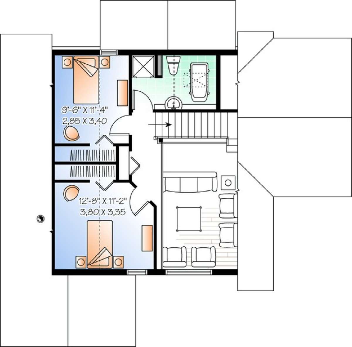 Floorplan 2 for House Plan #034-00885