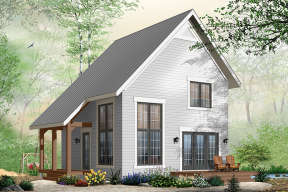 Narrow Lot House Plan #034-00886 Elevation Photo