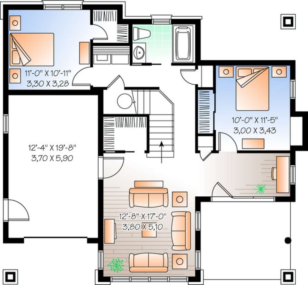 Floorplan 1 for House Plan #034-00887