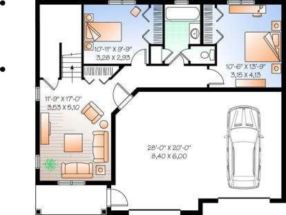 Floorplan 1 for House Plan #034-00888