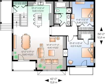 Floorplan 2 for House Plan #034-00888