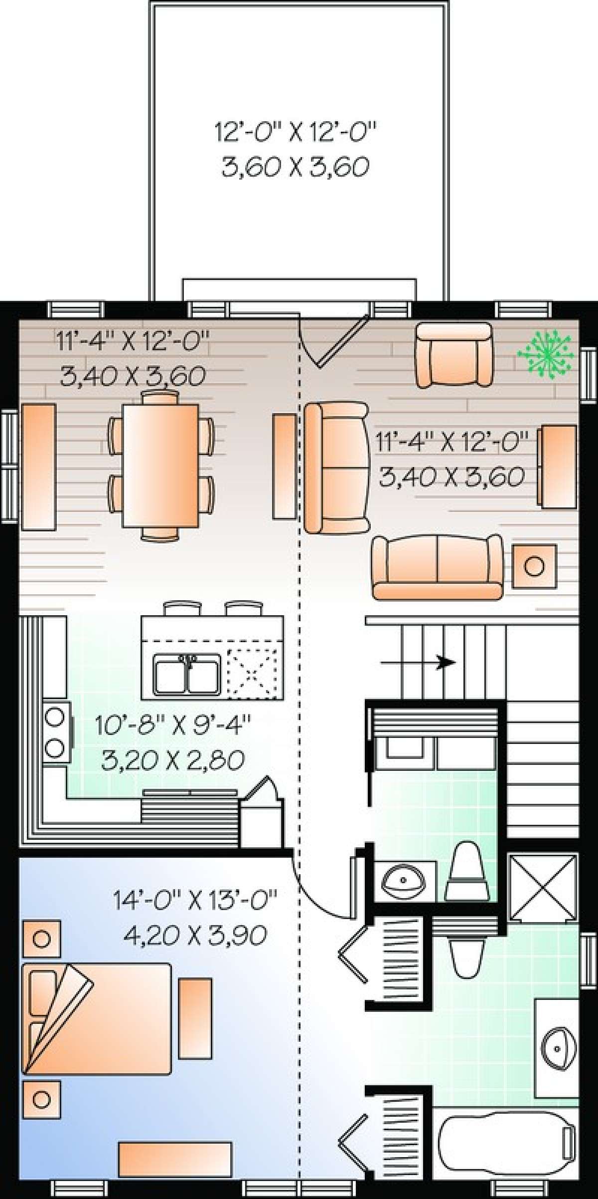 Floorplan 2 for House Plan #034-00892