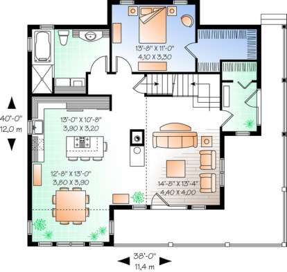 Floorplan 2 for House Plan #034-00895