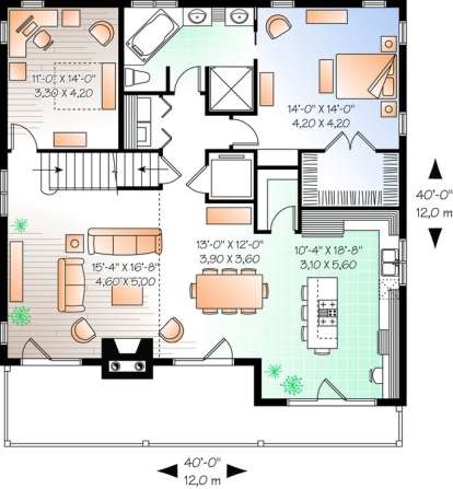 Floorplan 2 for House Plan #034-00897