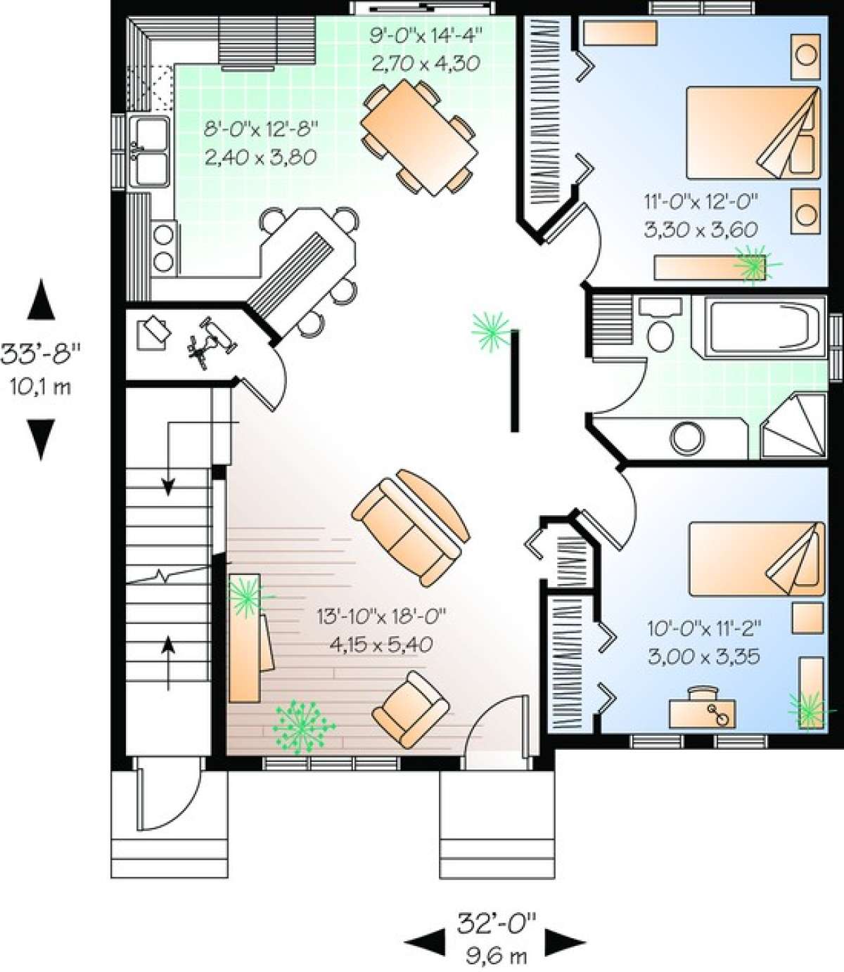 Floorplan 1 for House Plan #034-00908