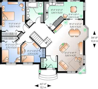 Floorplan 1 for House Plan #034-00910