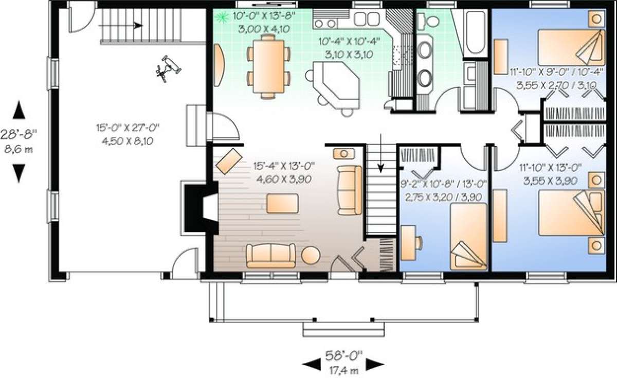 Floorplan 1 for House Plan #034-00915