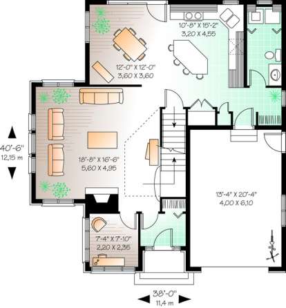 Floorplan 1 for House Plan #034-00922
