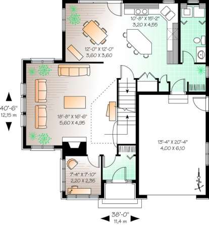 Floorplan 1 for House Plan #034-00922