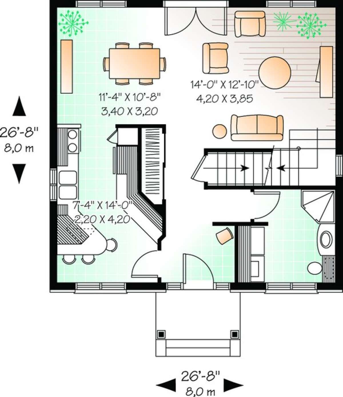 Floorplan 1 for House Plan #034-00928
