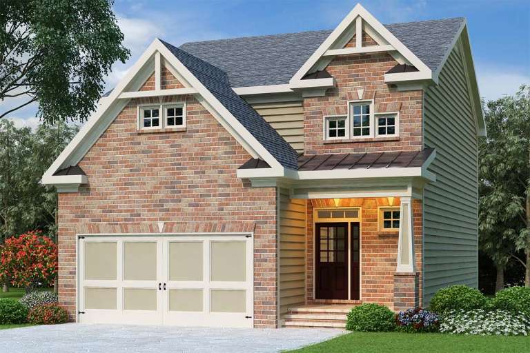 Narrow Lot House Plan #009-00095 Elevation Photo