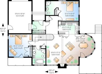 Floorplan 1 for House Plan #034-00957
