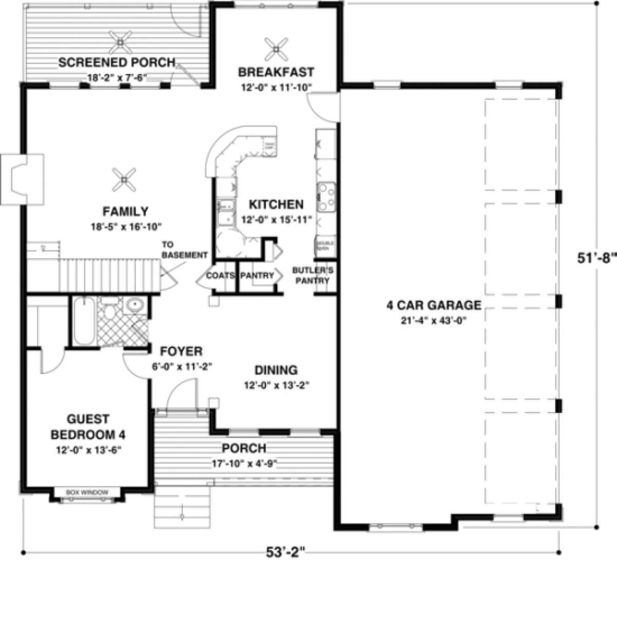 First Floor for House Plan #036-00128