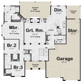 Traditional Plan: 1,800 Square Feet, 3 Bedrooms, 2.5 Bathrooms - 963-00037