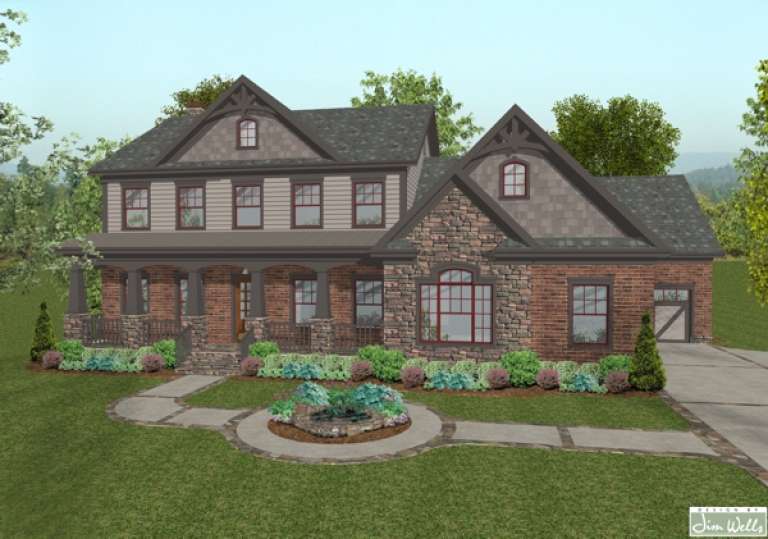 Craftsman House Plan #036-00129 Elevation Photo