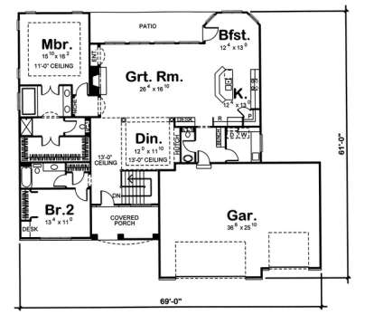 Floorplan 1 for House Plan #963-00062