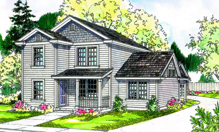 Narrow Lot House Plan #035-00340 Elevation Photo