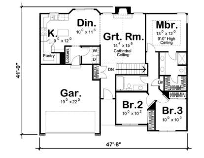 Floorplan 1 for House Plan #963-00102