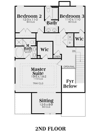 Second Floor for House Plan #009-00096