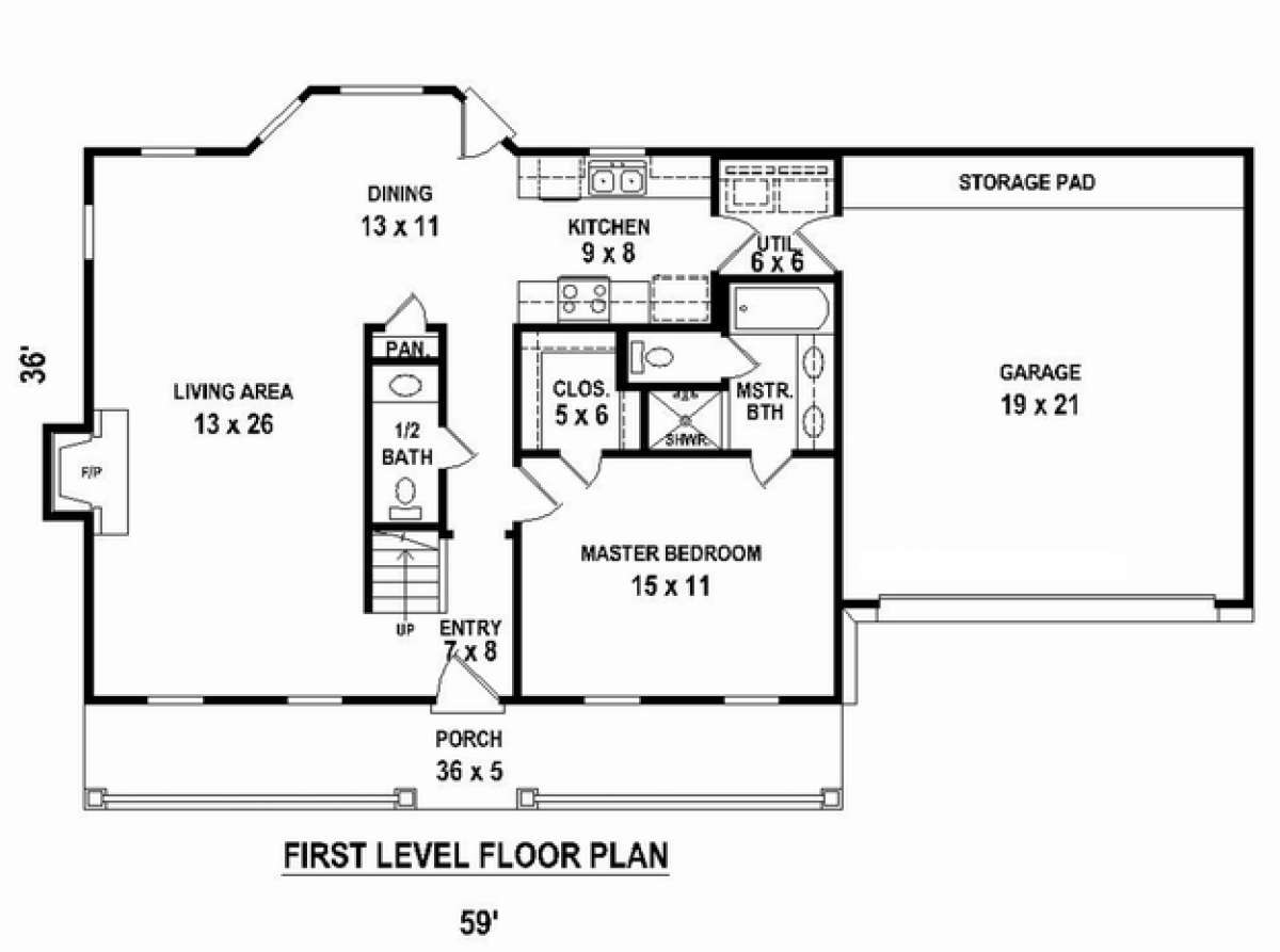 Floorplan 1 for House Plan #053-02573