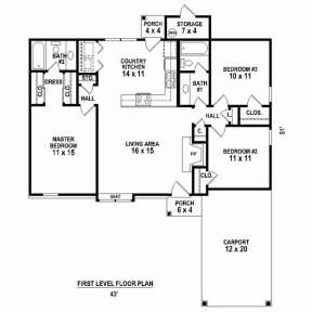 Floorplan 1 for House Plan #053-02577