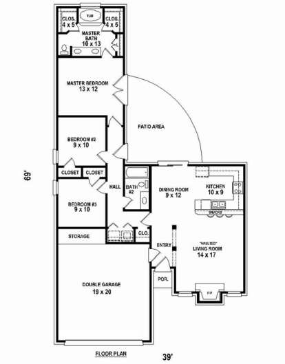Floorplan 1 for House Plan #053-02593
