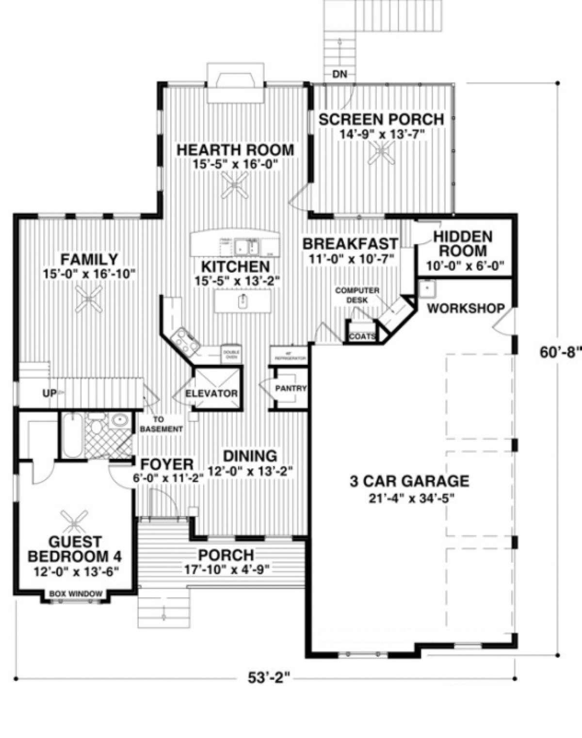 First Floor for House Plan #036-00136