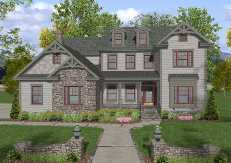 Craftsman House Plan #036-00137 Elevation Photo