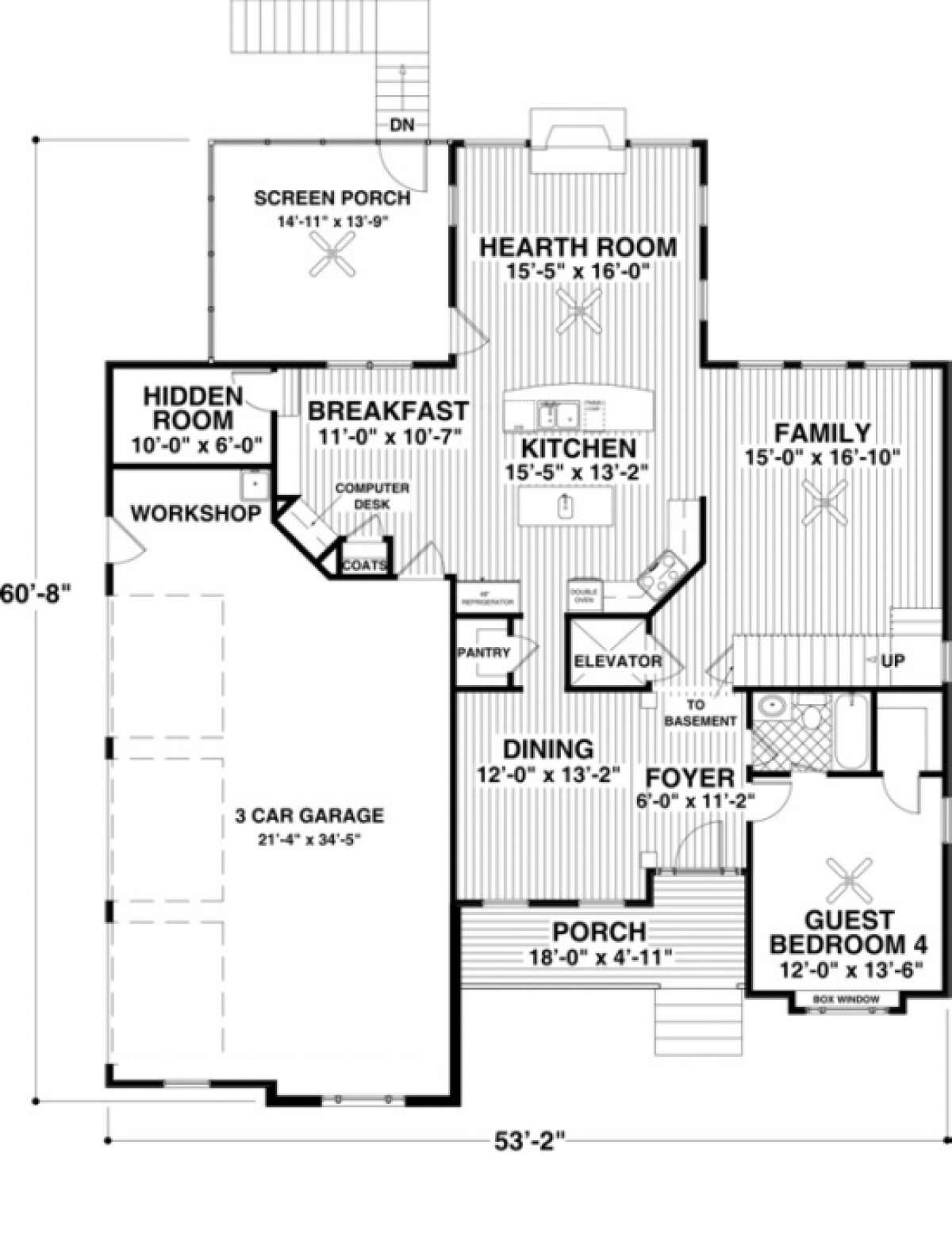 First Floor for House Plan #036-00137