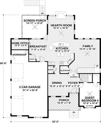 First Floor for House Plan #036-00139