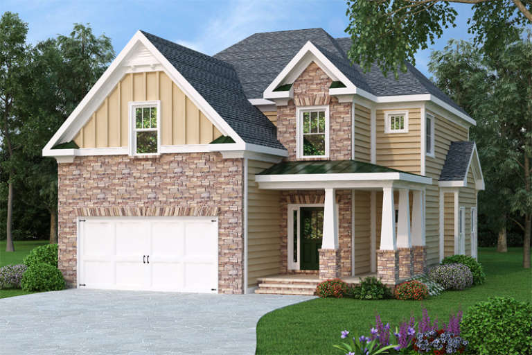 Narrow Lot House Plan #009-00098 Elevation Photo