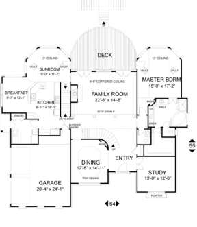 First Floor for House Plan #036-00152