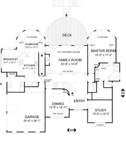 First Floor for House Plan #036-00152